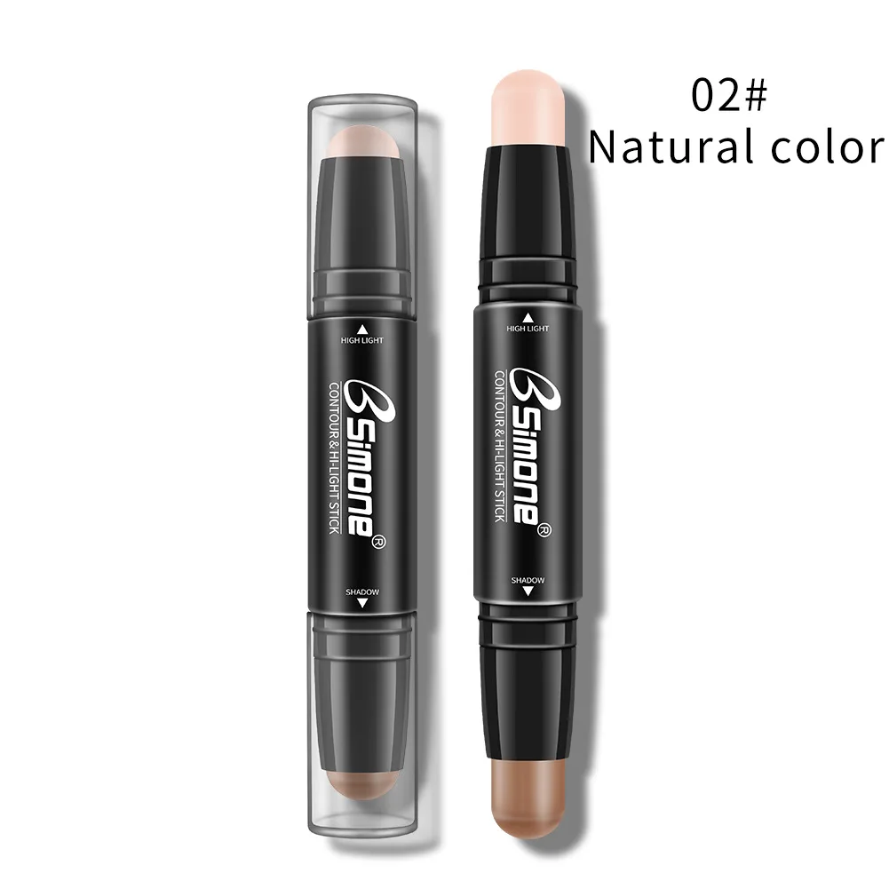 Double Head 3D Bronzer Highlighter Stick Face Makeup Concealer Pen Foundation Stick Cream Texture Contour Pencil Cosmetic TSLM1 - Color: 02