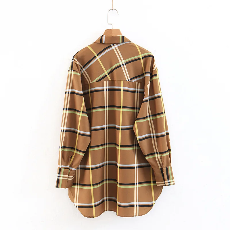 H. SA женские топы Большая рубашка в клетку Женская длинная Корейская тонкая блуза