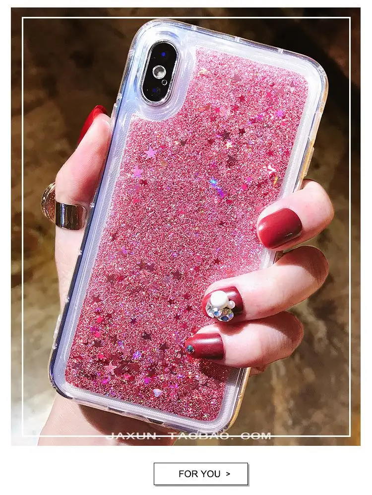 Роскошный блестящий жидкий песок зыбучий песок звезда чехол для iphone 5 5S SE 6 6S 7 8 Plus X прозрачный жесткий чехол Капа для iphone 7