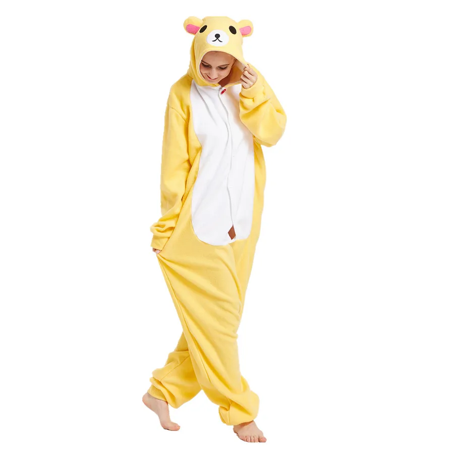 Взрослые флисовые кигуруми с животными Rilakkuma женские мужские комбинезоны пижамы