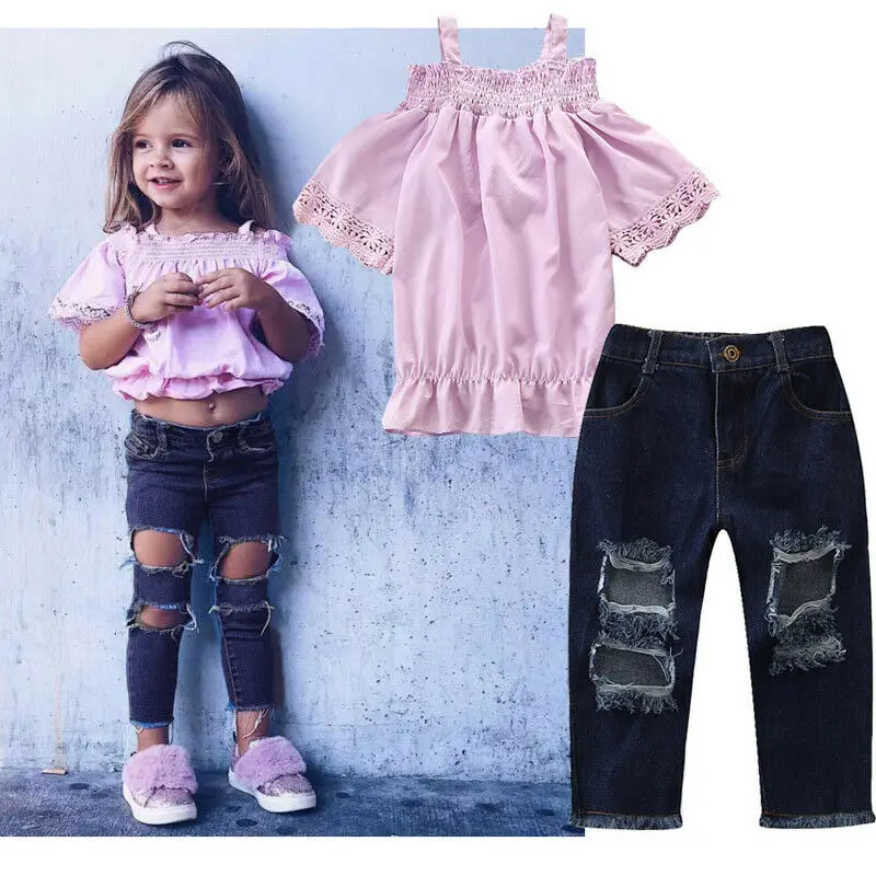IMCUTE/Детская летняя модная одежда комплект из 2 предметов розовая футболка с