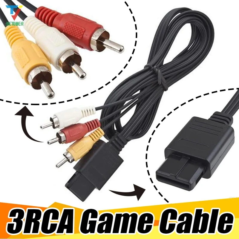 500 шт./лот 1 8 м 6 футов AV TV RCA видео шнур кабель для игровых кубиков/для SNES GameCube/для