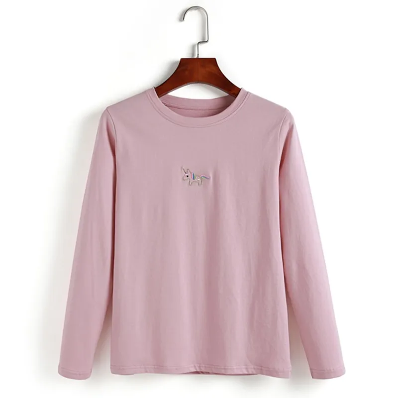 Pink YSK 215 GIGOGOU вышивка женский базовый свитер с круглым вырезом и длинным рукавом женский джемпер черный белый розовый корейский стиль хлопок Pull Femme Invierno - Цвет: Pink YSK 215