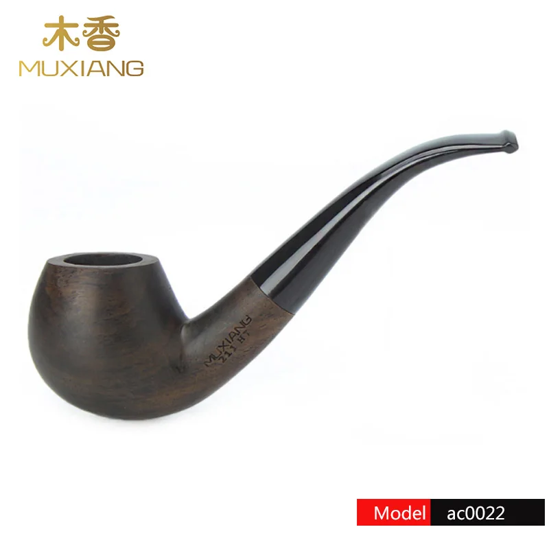 

MUXIANG 1pcs Ebony Wood Pipe by Handmade Classic Bent Pipes with smoking pipe filter ac0022