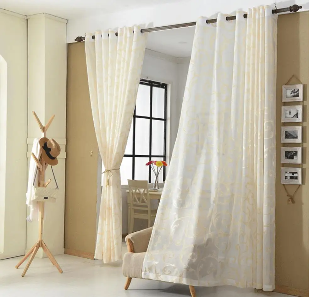 Жаккардовые шелковые вырезанные цветы марлевые занавески шторы для спальни