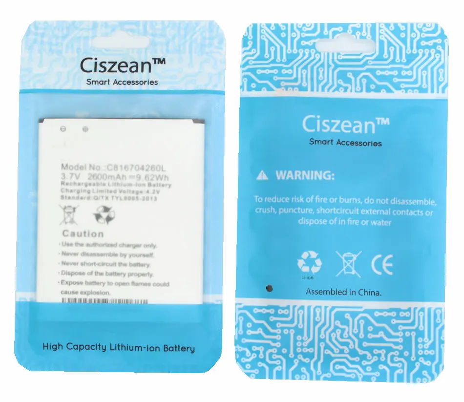 Ciszean 5x3,7 V 2600 мА/ч, литий-ионный Батарея C816704260L для BLU Dash 5,5 D470 D470A D470L D470U батареи