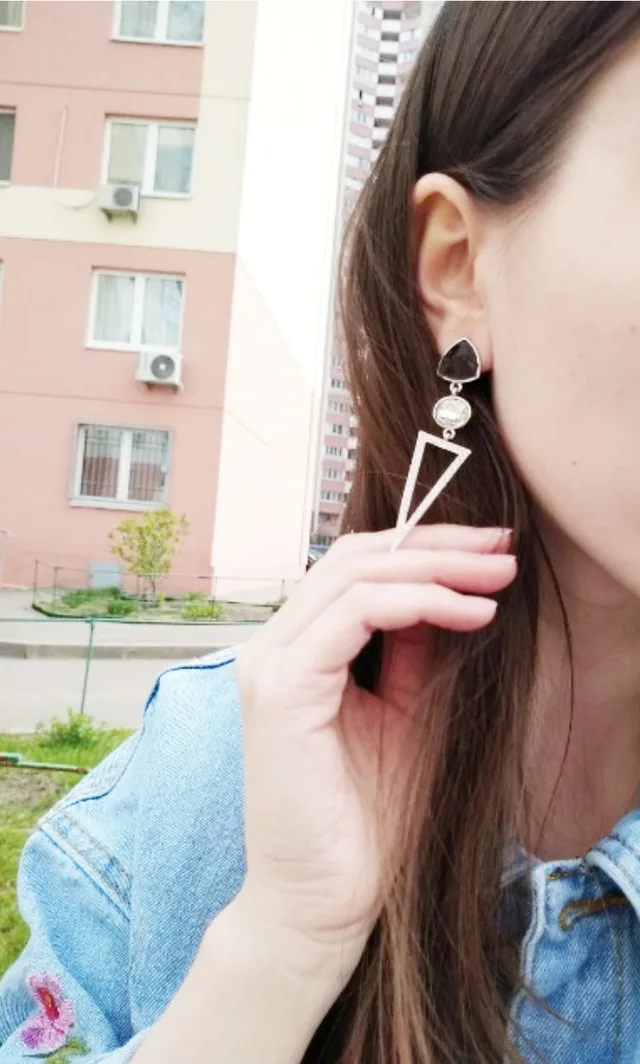 Женские длинные серьги с треугольниками геометрические ювелирные украшения |