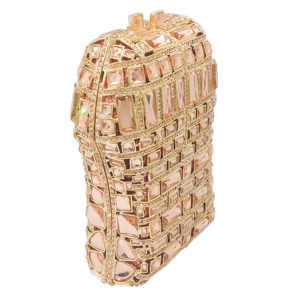 Цвет шампанского персиковый с кристаллами клатч вечерние сумки для женщин