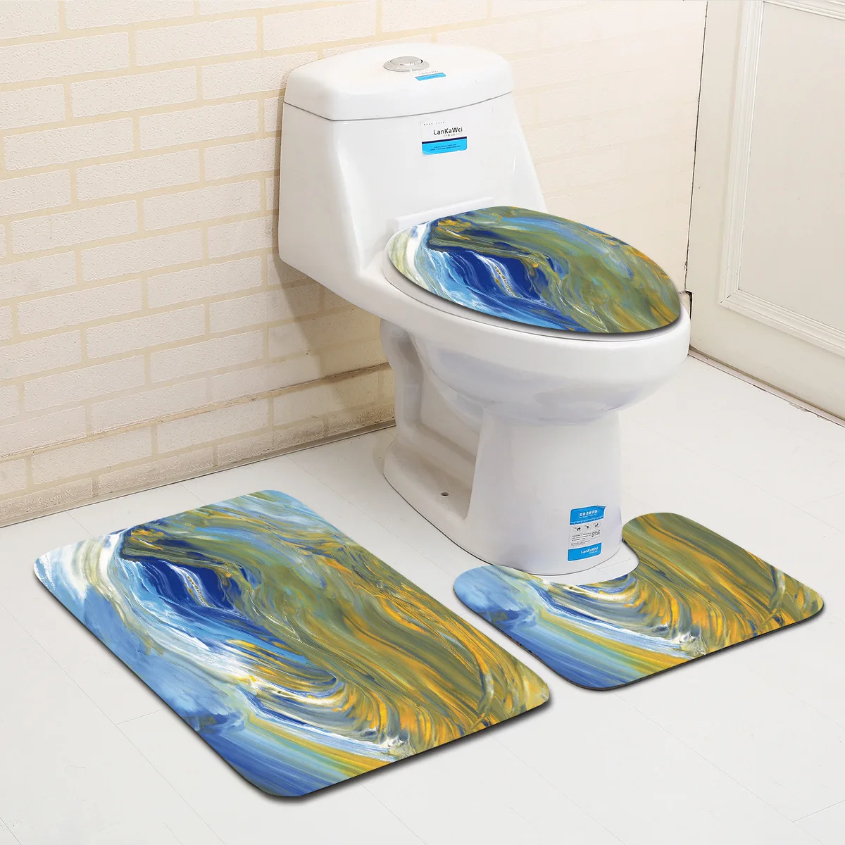 С простым чертежем 3 шт./компл. Ванная комната ковры 3D коврик для туалетной