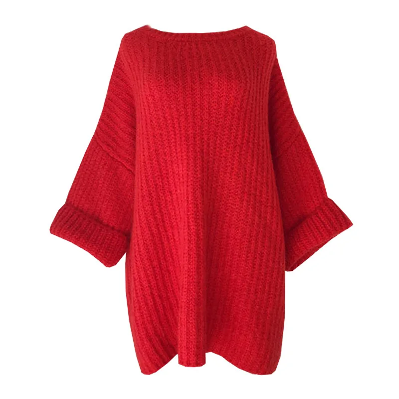 YANQIN осенний женский формальный свитер с круглым вырезом и длинными рукавами