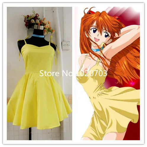 Желтый костюм для косплея Asuka Langley Soryu| |