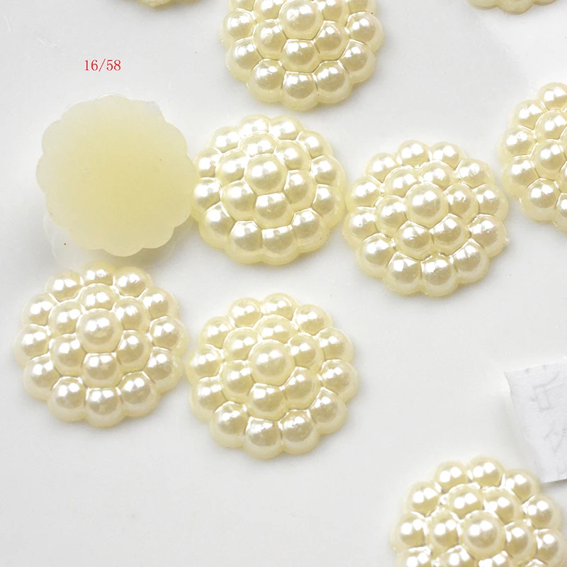 FLTMRH 10 шт 16 мм ABS Imi tation Pearls плоские бусины цветок стиль отлично подходит для