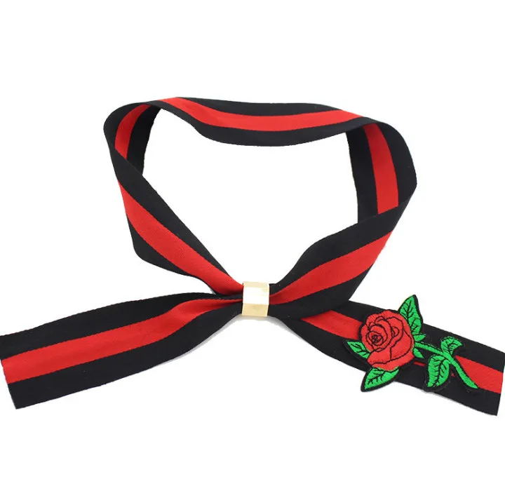 100 шт. вышивка розы тонкий женский галстук для шеи женщин галстуки в полоску Gravata