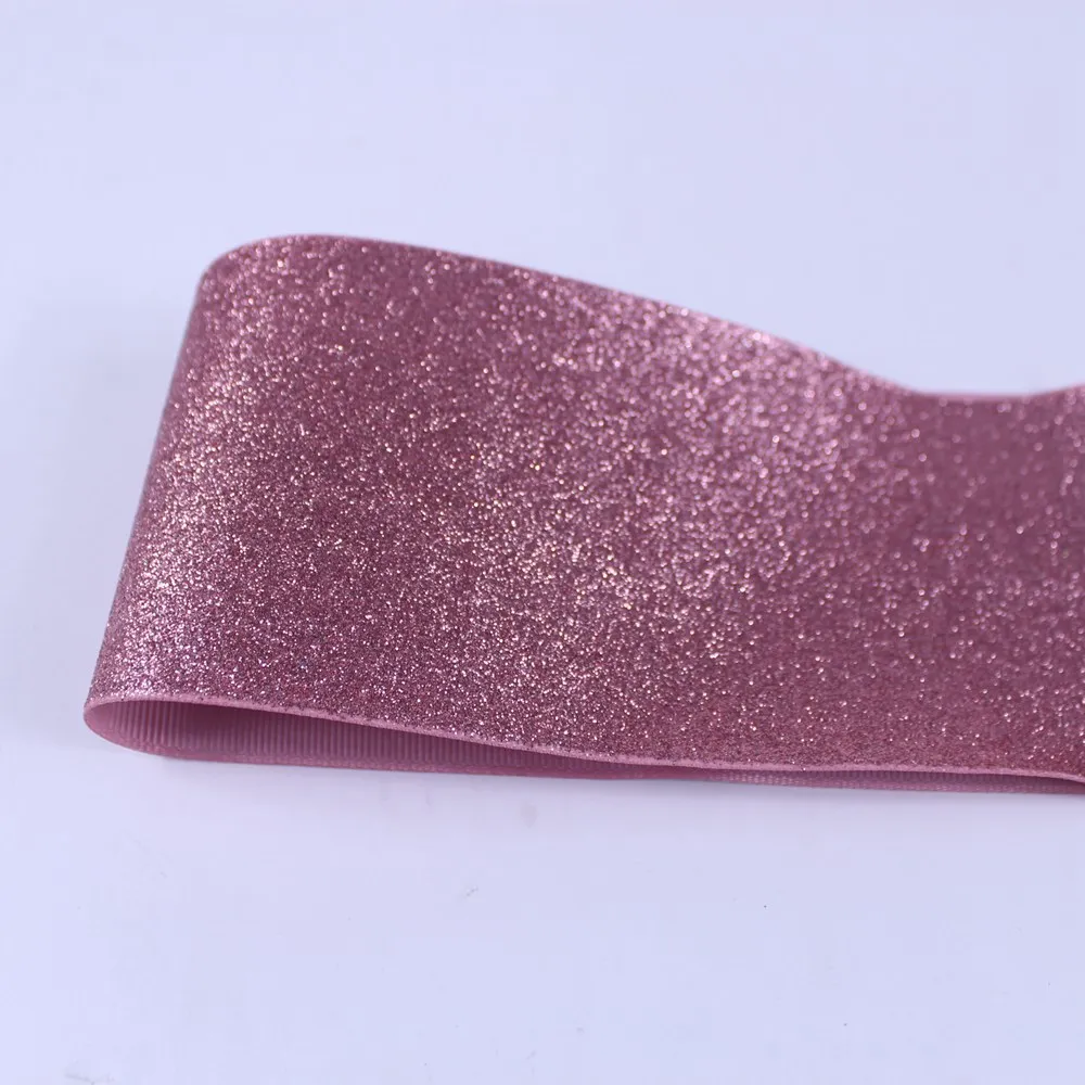 rose gold glitter Новые однотонные блестящие 10y/лот " 75 мм цветной глиттер печатная корсажная лента с блестками однотонная Блестящая лента пробки для бутылок - Цвет: rose gold glitter