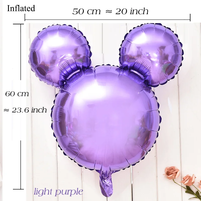 Light purple 34 ''большие в форме головы Микки Фольга надувные шары Mickey Мышь на день рождения надувные шарики Baby Shower День рождения украшения для детей - Цвет: Light purple