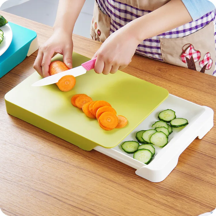 1PC Multi-function Creative 2 in 1 Drawer Receiver Plastic Fruits Vegetables Kitchen Tools Cutting Board Chopping Block KX 009 | Дом и сад