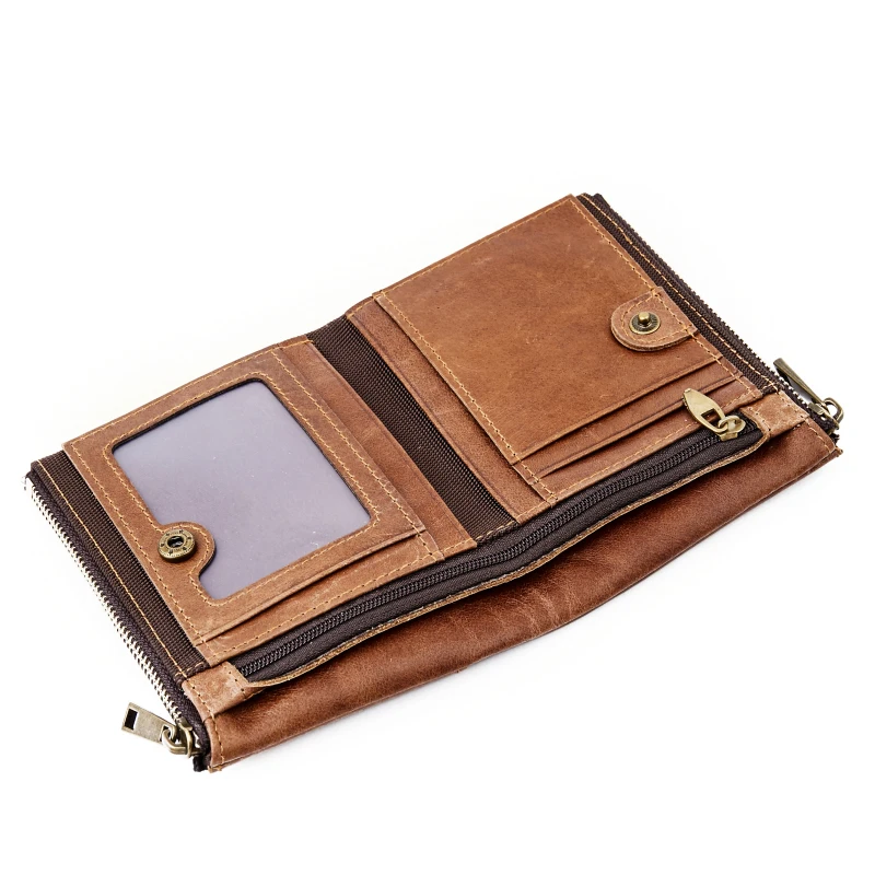 Масло воск Воловья кожа мужской короткий кошелек ID & Кредитная карта держатель