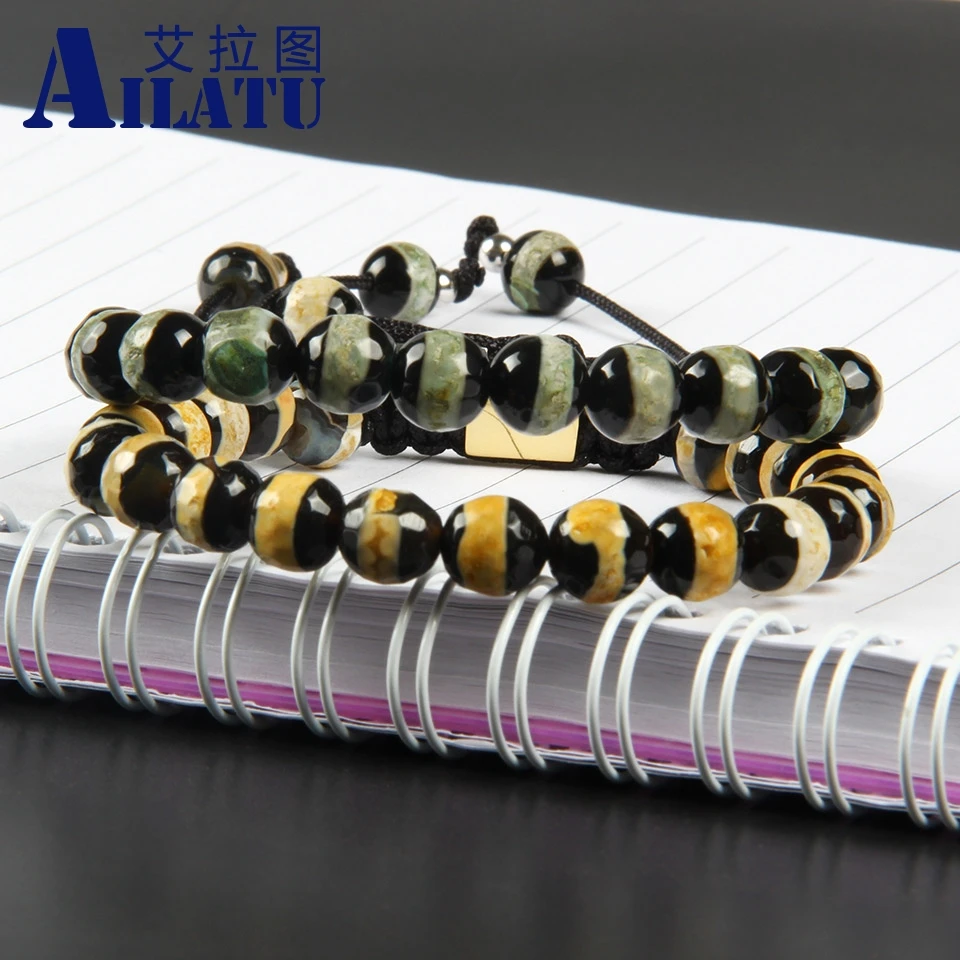 Браслет Ailatu 8 мм из натурального камня для медитации макрама|macrame bracelet|bracelet macramegift
