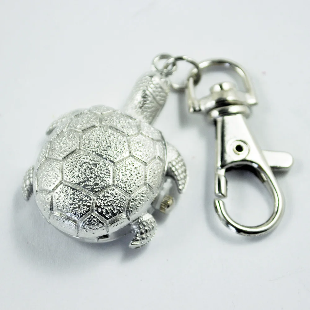 Textured Silver Tone Turtle Pendant Hunter Case Key Ring Watch | Наручные часы