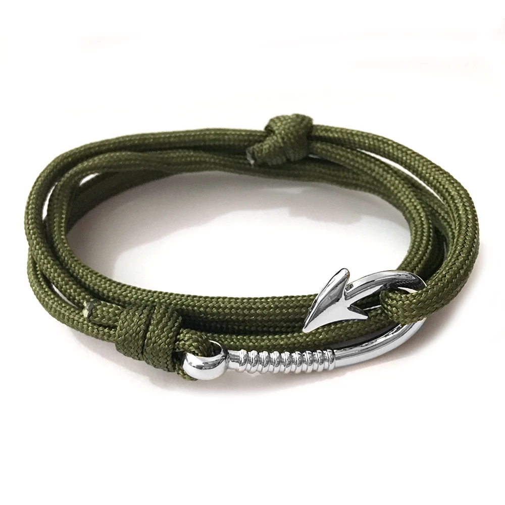 Новый регулируемый модный мужской браслет с якорем Paracord женский шарм цепочка для
