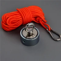 Magnet and Rope Двухсторонний 120 кг Мощный Неодимовый N52 магнит дизайн восстановление магниты магнитный материал база магнит для рыбалки с веревкой 15 м - Цвет: Magnet and Rope