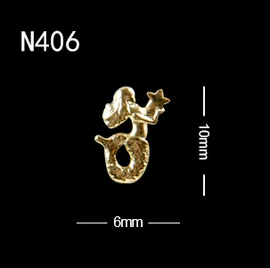 10pcs N406 10 шт./лот Золотая Луна снежинки бабочка перо мороженое Русалка ногтей Шарм стикер декор из сплава - Цвет: 10pcs N406
