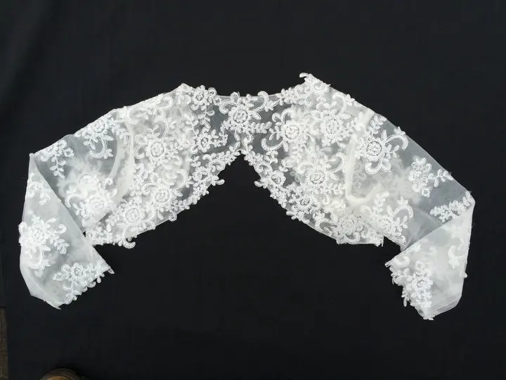 Белое кружевное болеро свадебные накидки и плащи с длинным рукавом аппликацией