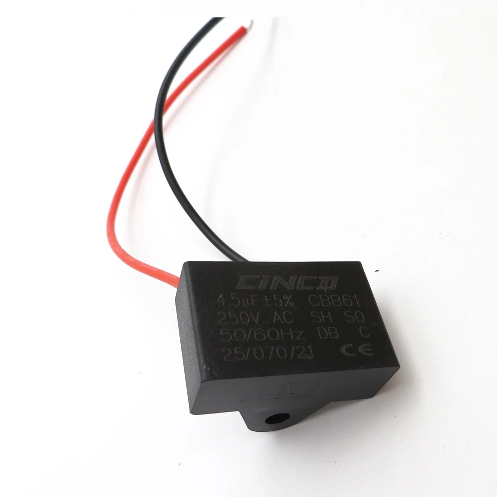 Электрический конденсатор двигателя CBB61 4 5 мкФ 250 220 V 2 провода скоростной