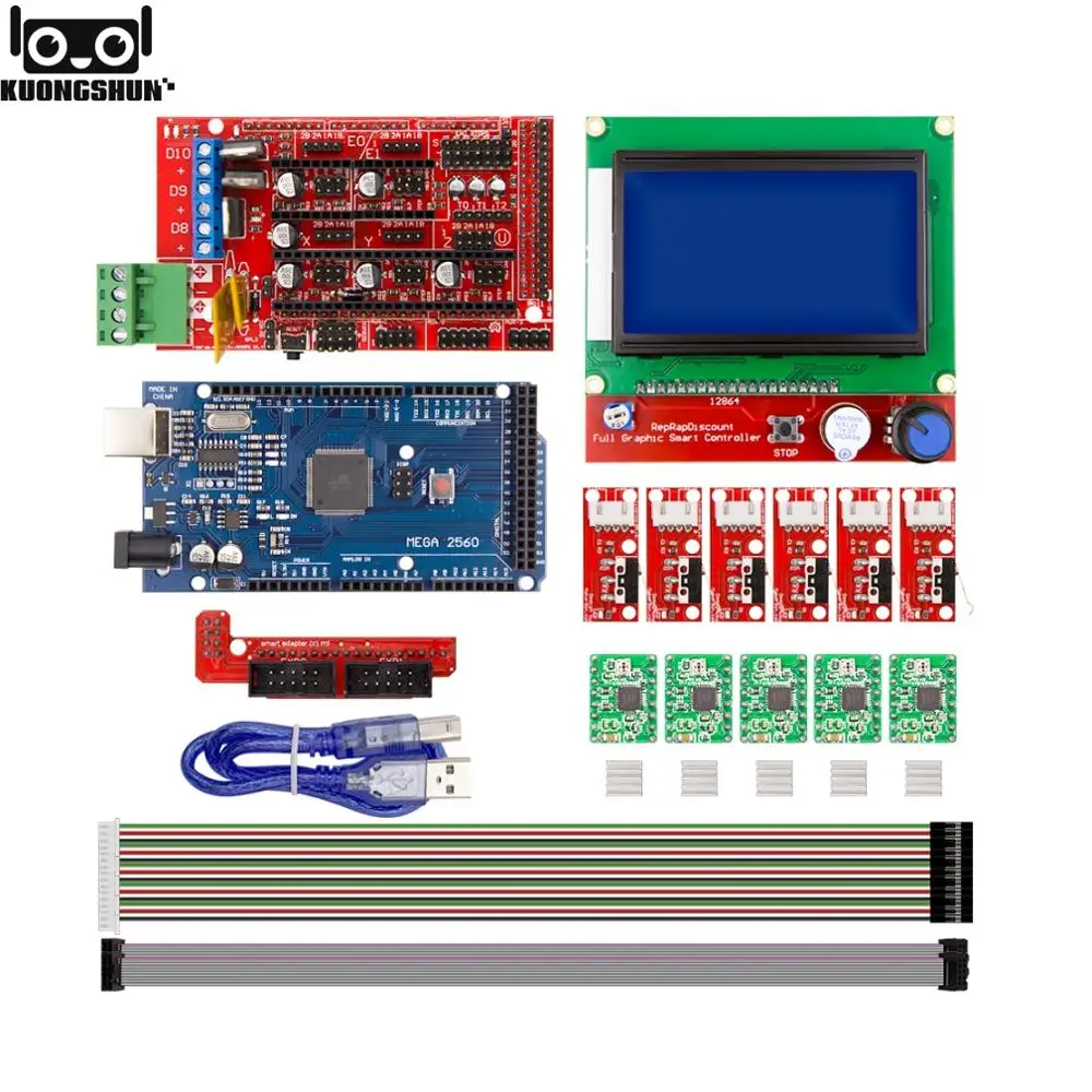 Комплект 3D принтера с ЧПУ для Arduino Mega 2560 R3 + RAMPS 1 4 контроллер ЖК дисплей 12864 6
