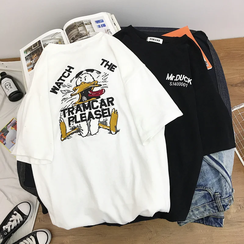 Женская хлопковая Футболка с единорогом Tumblr Свободная трикотажная футболка