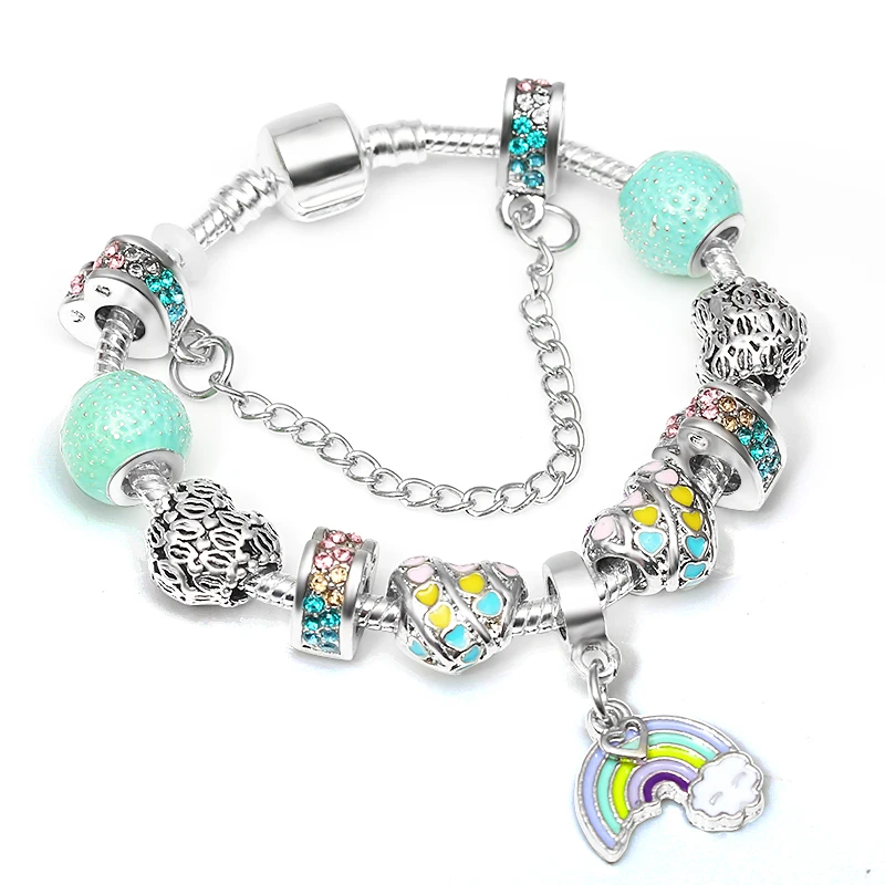 BAOPON Rainbow of love Charms Bracelet &amp Bangles for Women Fashion Jewelry With Beads Fine Wholesale | Украшения и аксессуары