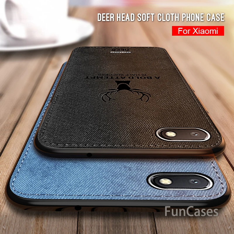 Тканевый чехол с мягкими краями для Xiaomi Redm 6 6A Pro 5 Plus ТПУ холщовый оленем Redmi Note Global