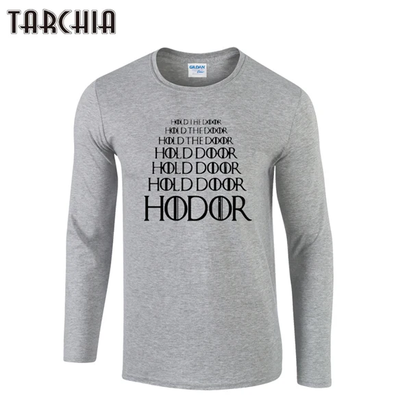 TARCHIA/ Новая модная мужская футболка с длинными рукавами для мальчиков, Мужская футболка, футболка из хлопка, большие размеры, Homme - Цвет: Серый
