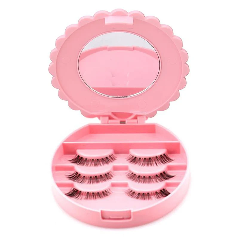 False Eyelash Storage Box Makeup Tools With Mirror Case Organizer Bowknot Portable Beauty Cosmetics Plastic Box