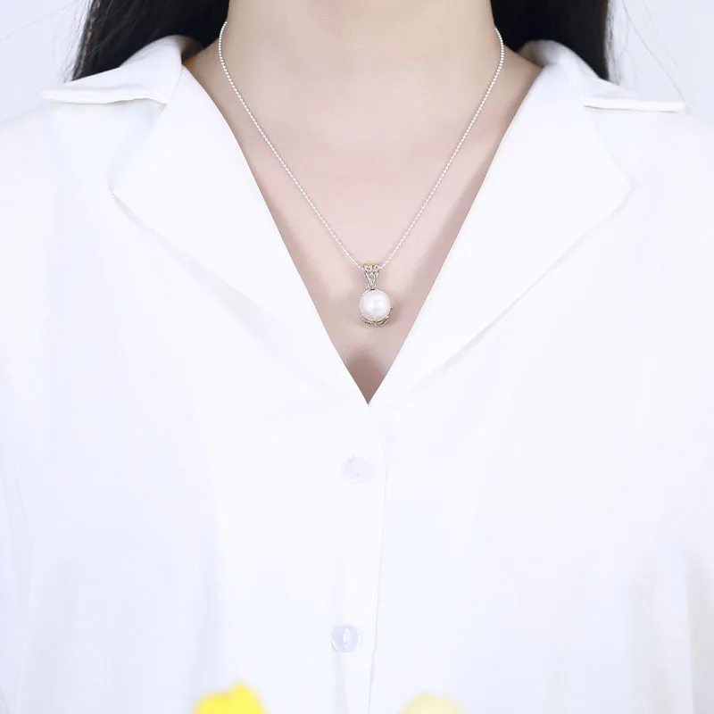 

Brand Sterling 925 Silver Baroque Necklace Pendants with Freshwater Pearl for Women Trendy Pendants For Necklace Jewelry Gift