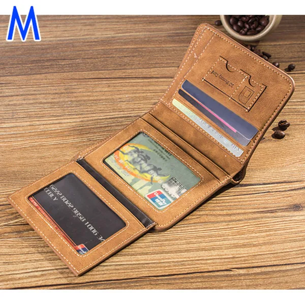 Vintage Men Wallet PU Leather Short/Long Purse Men's Three Folds Card Slots Wallet New