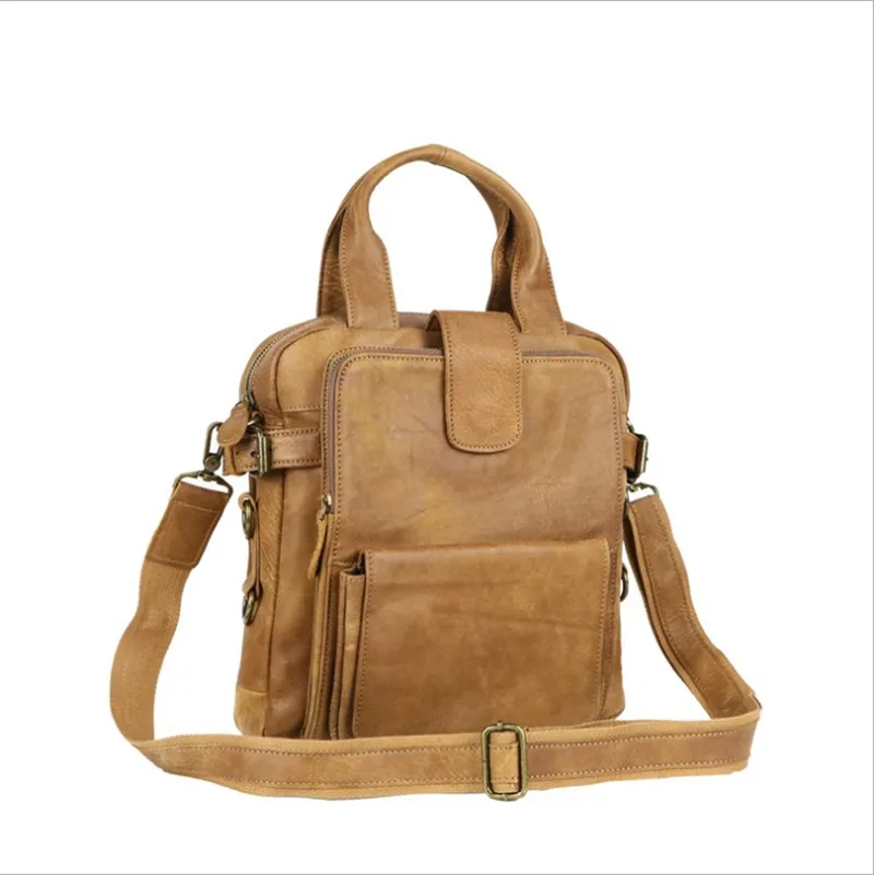 ALAVCHNV original design new leather men's retro single shoulder diagonal cross-layer layer matte handbag 6831 |