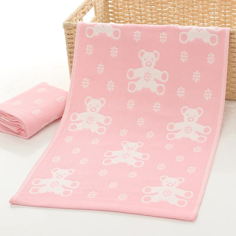 26*50cm High Quanlity Baby Towel Cartoon Babys Washcloth Handkerchief Kids Feeding Wipe Cloth Three-layer Cotton Gauze Towels