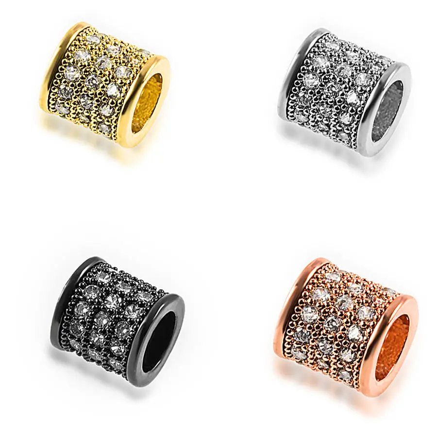 Полые циркониевые бусины DIY металлические латунь микро Pave CZ Шарм для мужчин