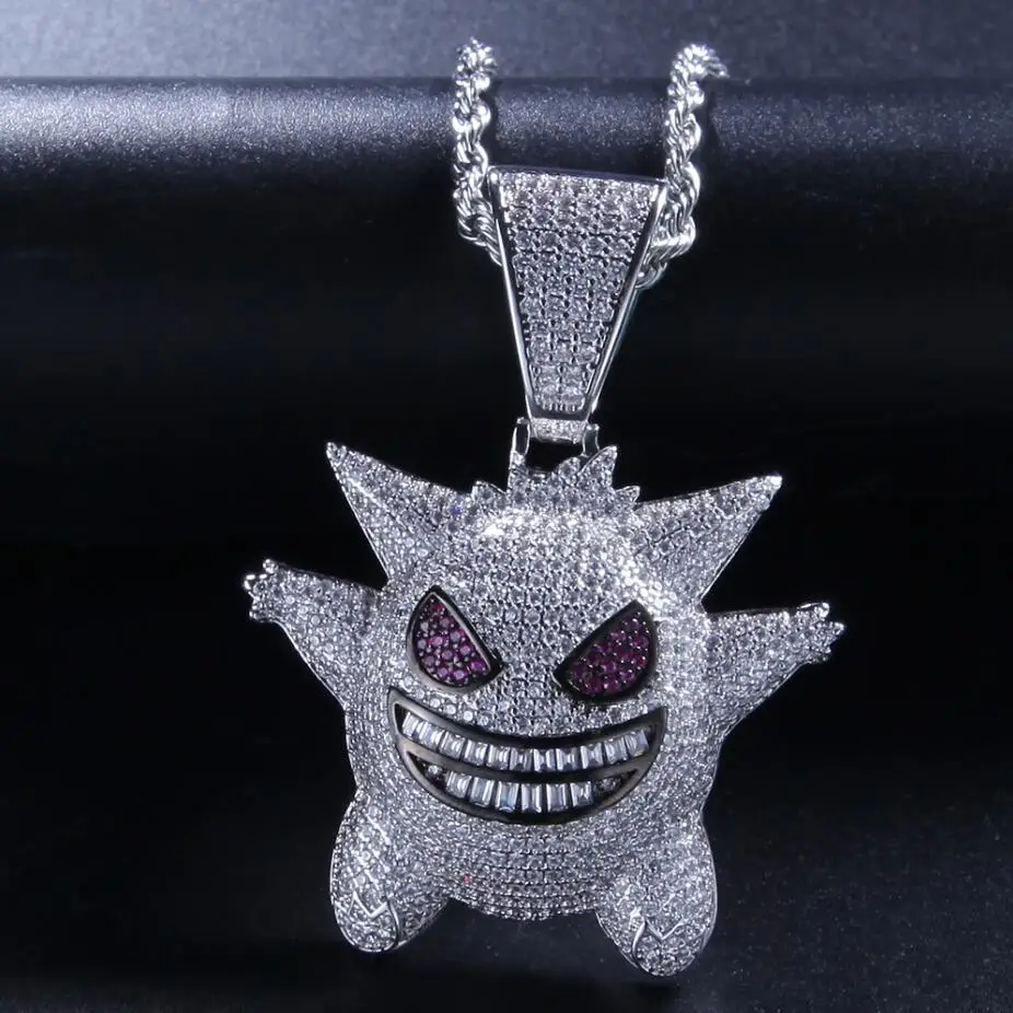 Uwin Мода хип хоп микро Pave Bling сказочное ожерелье со льдом кубического циркония Маленький Дьявол кулон цепи ювелирные изделия для женщин мужчин - Окраска металла: Silver