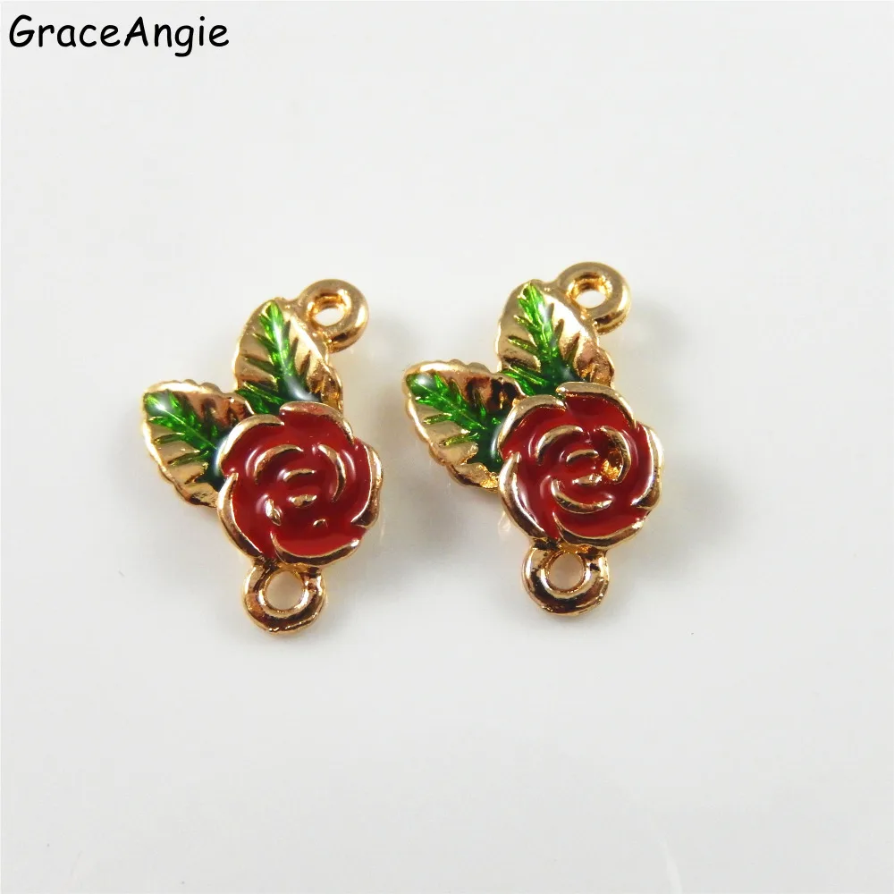 12 шт. модные ювелирные изделия соединитель эмаль цинковый сплав красные розы