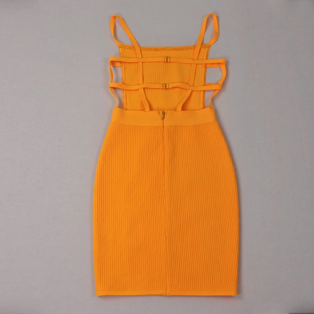 

High Quality Sexy Women Strapless Orange Backless Mini Dress Rayon Bandage Simple Elegant Homecoming Evening Party Dress