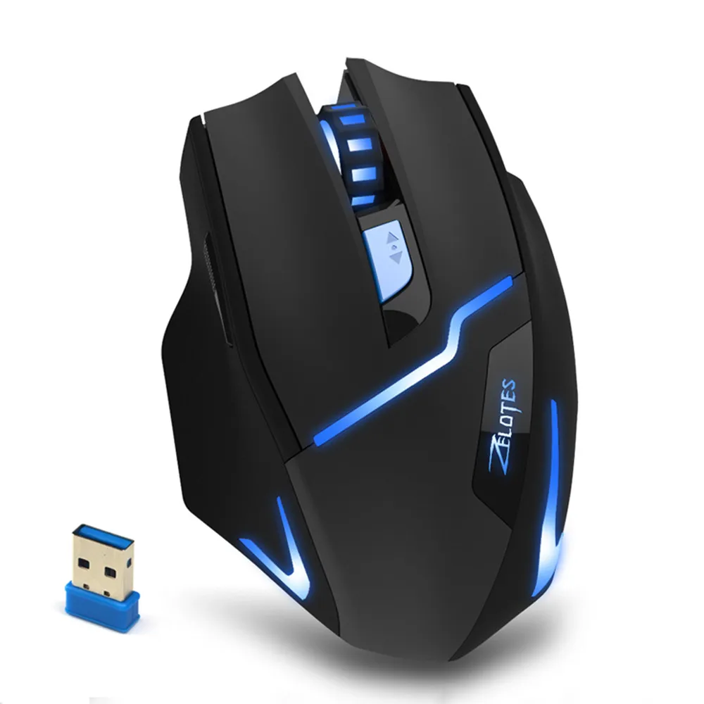 ZELOTES F16, беспроводная мышь, игровые мыши, 2,4 ГГц, оптические, 2400 dpi, офисные игровые мыши с usb-приемником для компьютера, ПК, ноутбука