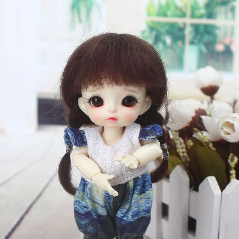 only wig 1/8 BJD кукла парик мохер материал для 5 до 6 дюймов окружность головы кукла голова ob11 кукла парик кукла аксессуары - Цвет: only wig