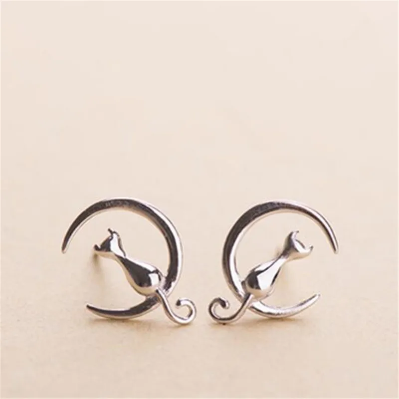 Серьги гвоздики золотистого цвета Луна Китти Кот гето для женщин детей девочек