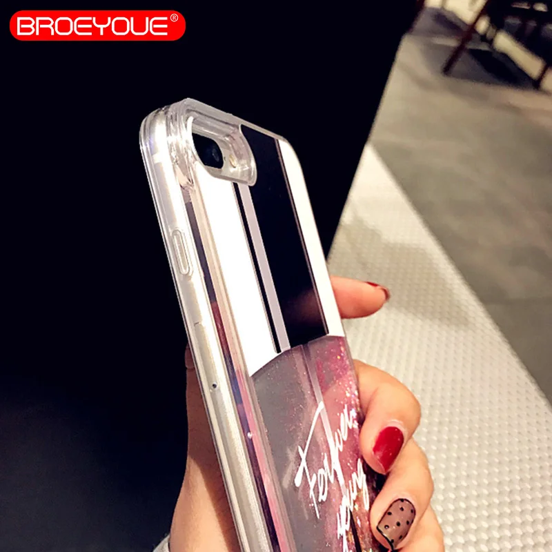 BROEYOUE Love Heart Stars Glitter Phone Case For iPhone 6 6S 7 8 Plus 5 5S SE Dynamic Liquid Quicksand Soft TPU Back Cover Coque |