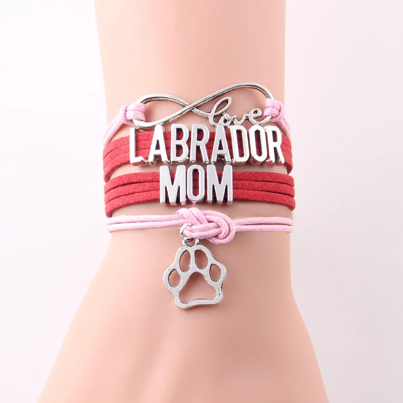 Мужские и женские браслеты с кожаным ремешком Little Minglou Infinity Love лабрадор животные