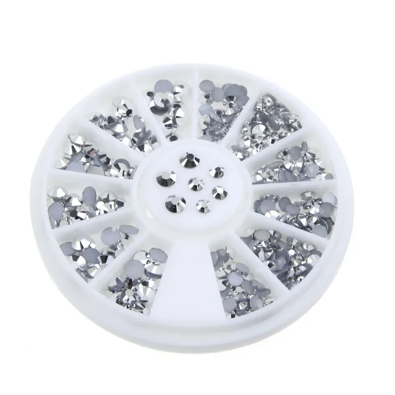 Посеребренные Смолы Ногтей Шарм Колеса Mix Размеры Стразы для Маникюра