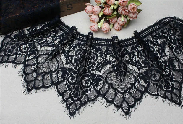 6 м/лот Высококачественная кружевная отделка для ресниц черная белая ткань