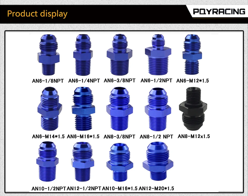 Штыревой AN6 до 1/2 NPT 1/4 NPT 3/8NPT M10* 1,5 M20* 1,5 прямой адаптер, фитинг для автоматического шланга, фитинг для мужского масляного охладителя